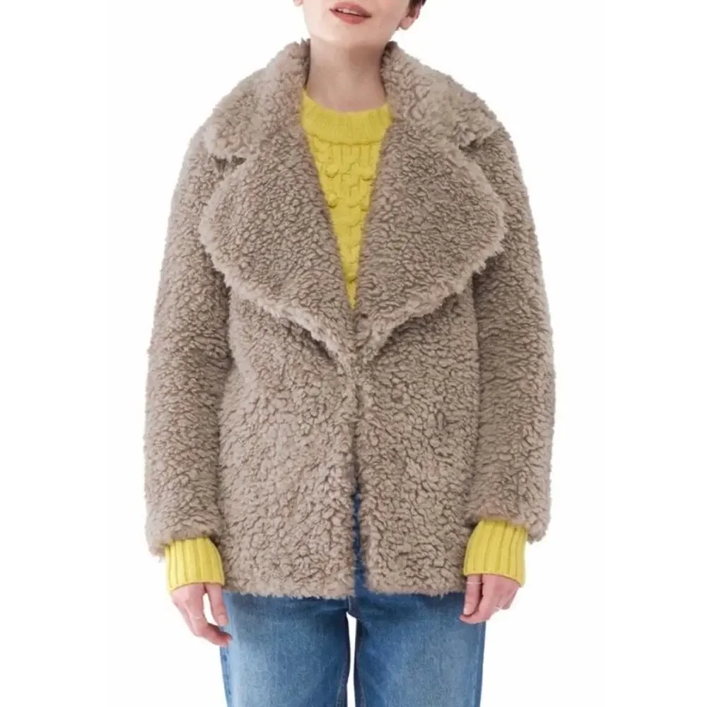 NVLT Reversible Faux Shearling Jacket in Nude, Large - Picture 7 of 12